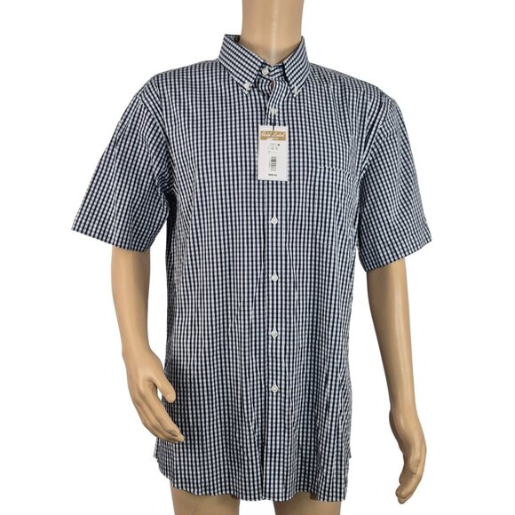 Roundtree & Yorke Gold Label Men's Shirt Size XXL Short Sleeve Blue Plaid (55) - Picture 2 of 10